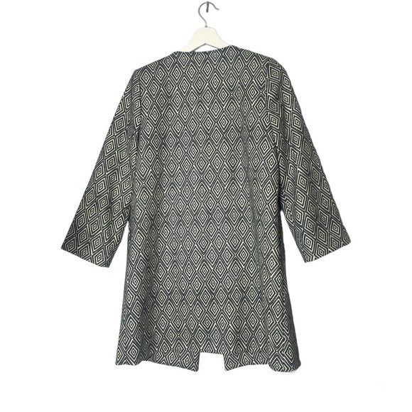 H&M White Black Patterned Coat Size 2 Fall Autumn Spring - Picture 5 of 11